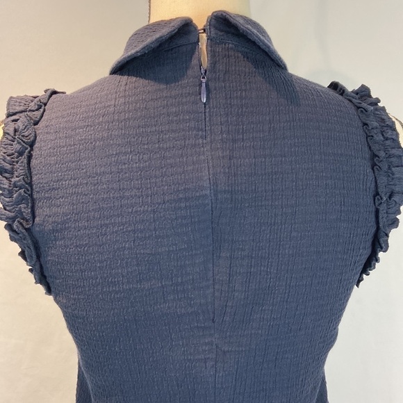 Zara Trafaluc Mini Shift Size M Navy Sleeveless Dress With Sequin Bee - Picture 6 of 10